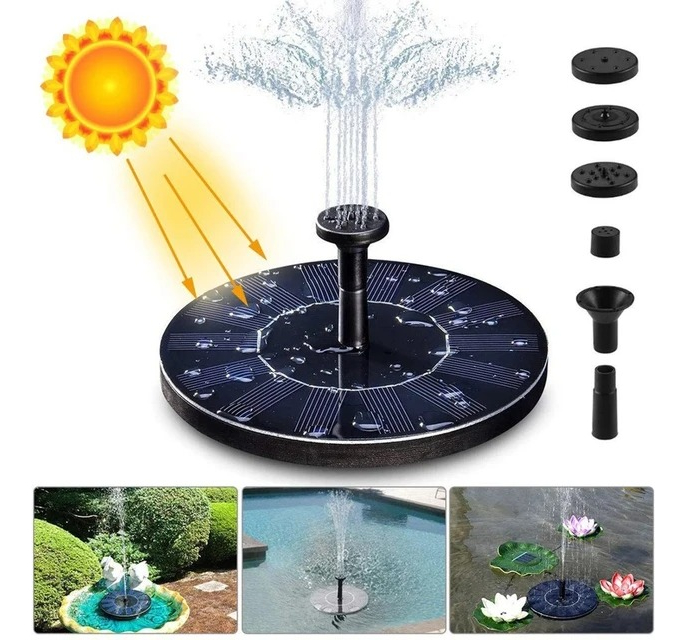 Bomba Solar Fuente Estanque Baño Pájaros Jardín Piscinas Negro - Imagen 2