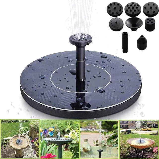 Bomba Solar Fuente Estanque Baño Pájaros Jardín Piscinas Negro