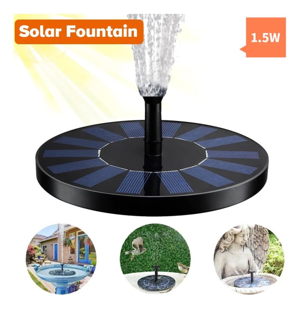 Bomba Solar Fuente Estanque Baño Pájaros Jardín Piscinas Negro - Imagen 3