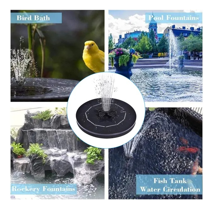 Bomba Solar Fuente Estanque Baño Pájaros Jardín Piscinas Negro - Imagen 7