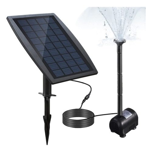 Bomba Solar Fuente Estanque Boquillas Baño Pajaro Negro