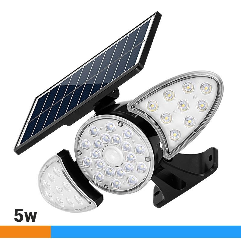 Lampara Triple Solar De Brazo 150w Jardín Fachada Seguridad Negro - Imagen 6