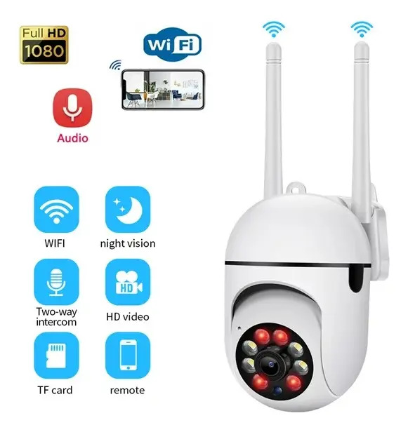 Dos Camara De Seguridad Lente Wifi Visión Nocturna Exterior Blanco - Imagen 4