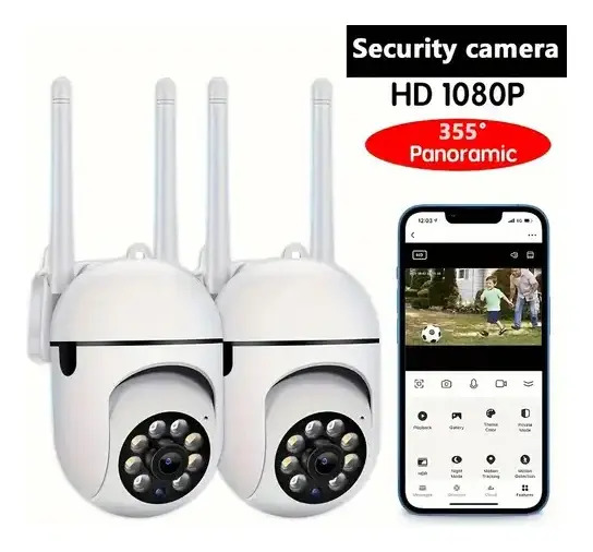 Dos Camara De Seguridad Lente Wifi Visión Nocturna Exterior Blanco - Imagen 2