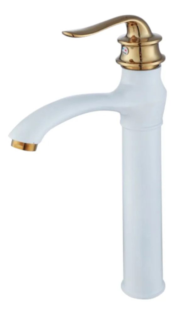 Monocomando Grifería Baño Lavatorio Niza Alta Oro Blanco Brillante - Imagen 3