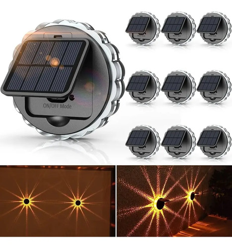 Lampara Solar Jardin Muro Fachada Seguridad Pared Led Luz