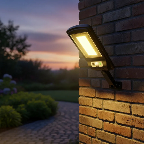 Lampara Solar Jardin Seguridad Recargable Celula Automatica