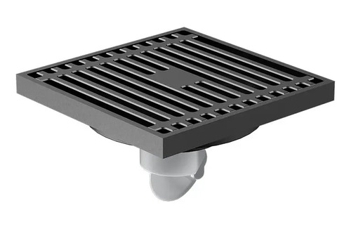 Rejilla Piso Sifonada 10x10 Metal Negro Mate Desagüe