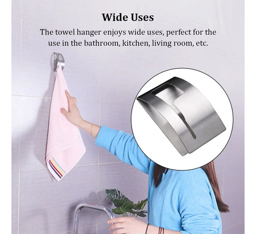 Toallero 5 Unidades Percha Para Toalla Baño Acero Repasador - Imagen 2