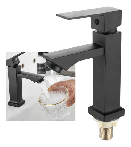 Grifería Monocomando Bño Negro Recto Para Mesada Bacha 17 Cm