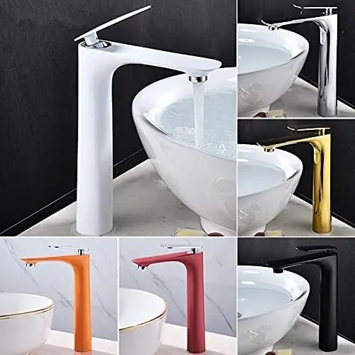 Baño Grifería Monocomando Negro Alto Recto Para Mesada Bacha - Imagen 6