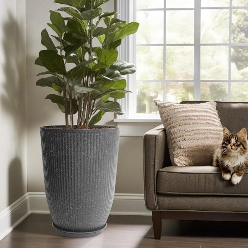 Maceta De Resina Green Valley Osaka 58 X 43 Cm Gris