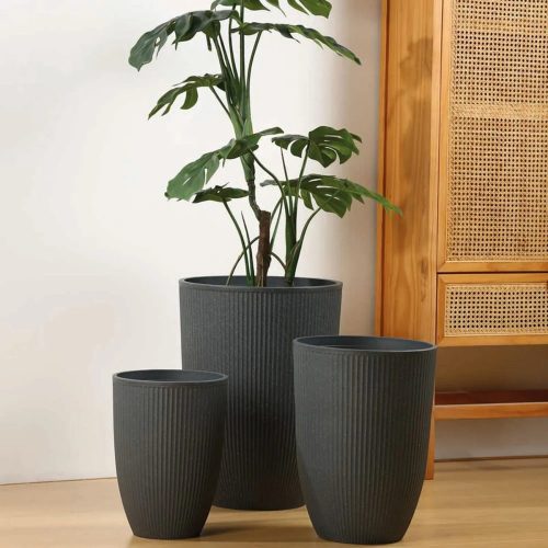 Maceta De Resina Green Valley Osaka 47 X 34 Cm Gris Oscuro Osaka 47