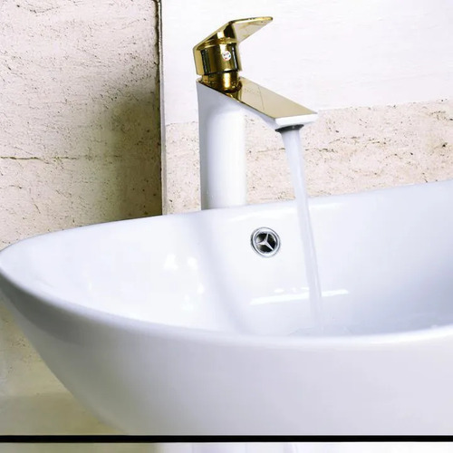 Baño Grifería Blanca Monocomando Alt Recto Para Mesada Bacha