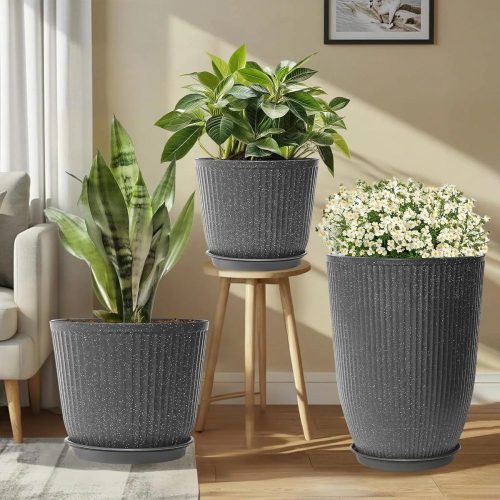 Maceta De Resina Green Valley Osaka 40 X 28 Cm Gris Osaka 40