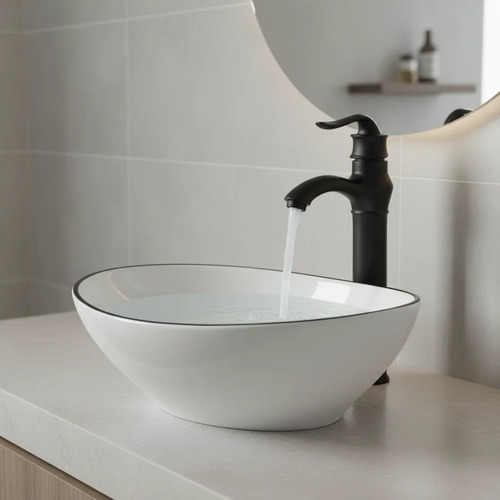 Monocomando Grifería Baño Para Lavatorio London Alta Negra
