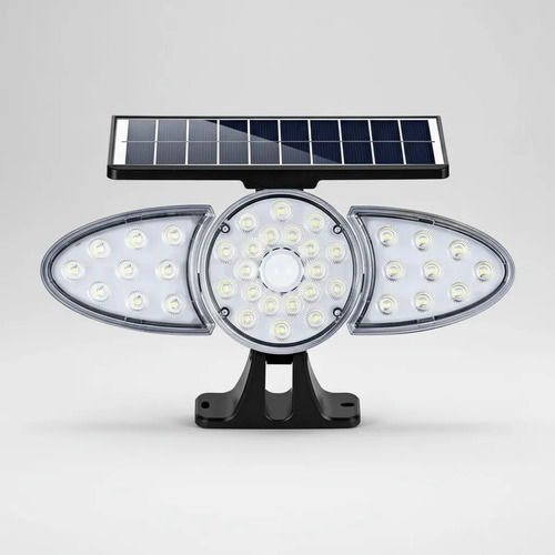 Lampara Triple Solar De Brazo 150w Jardín Fachada Seguridad - Imagen 9