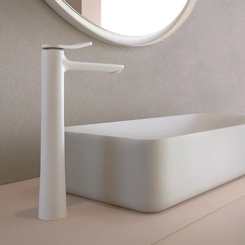 Baño Grifería Blanca Monocomando Alt Recto Para Mesada Bacha