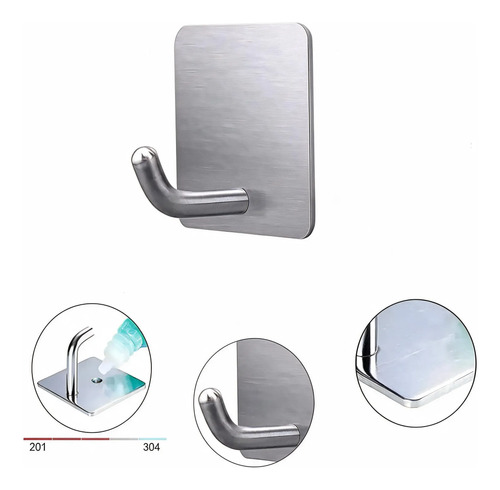 Toallero 2 Unidades Percha Para Toalla Baño Acero Repasador