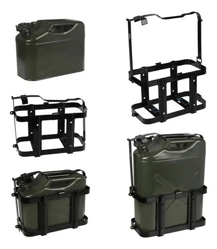 Soporte Jerry Can Mas Bidón Combustible 20l Metálico Negro