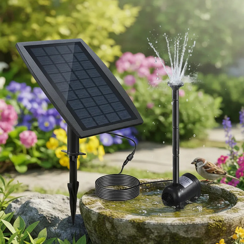 Bomba Solar Fuente Estanque Boquillas Baño Pajaro