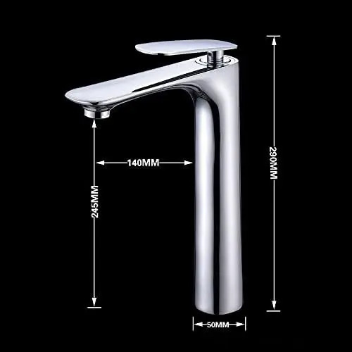 Baño Grifería Monocomando Negro Alto Recto Para Mesada Bacha - Imagen 5