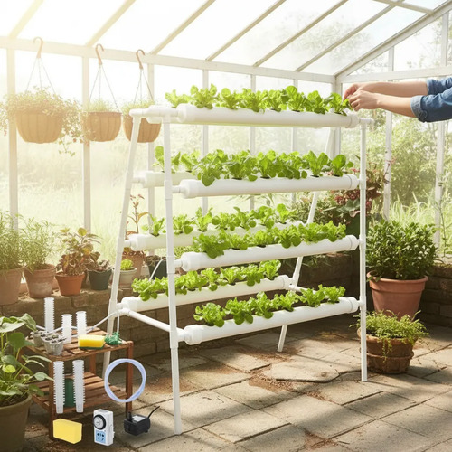 Maceta Hidropónica 4 Pisos Green Valley 98cm Pvc 72 Plantas
