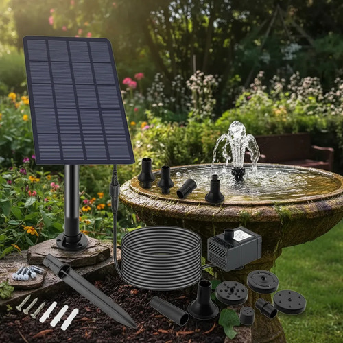 Bomba Solar Para Fuente Estanque Baño Pájaros Jardín