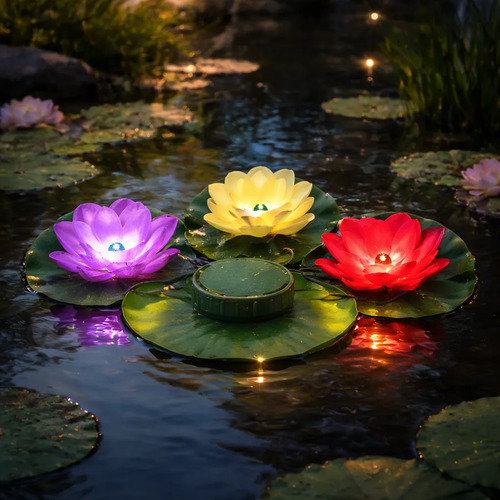 Lampara Solar Para Estanque, Piscina, Nenúfar Rgb
