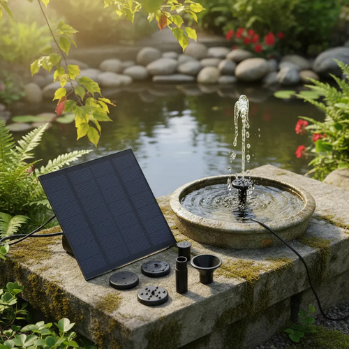 Bomba Solar Fuente Estanque Baño Pájaro Peces Piscina Jardín