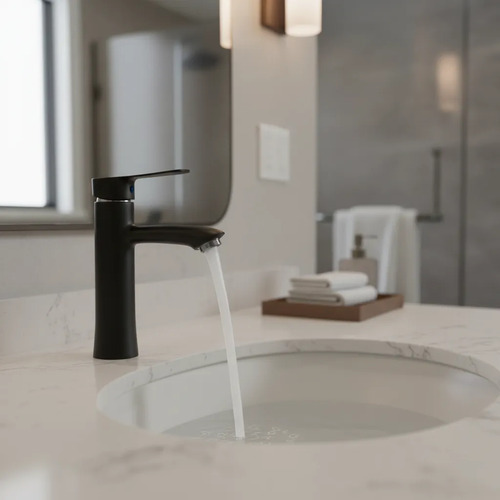 Grifería Monocomando Baño Negro Recto Para Mesada Bacha