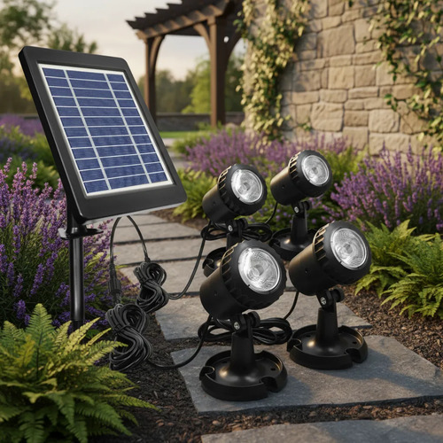 Lampara Solar X 4 Jardin Pergola Seguridad Led Excelente