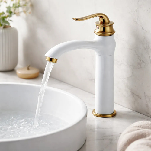 Monocomando Grifería Baño Para Lavatorio Niza Alta Oro