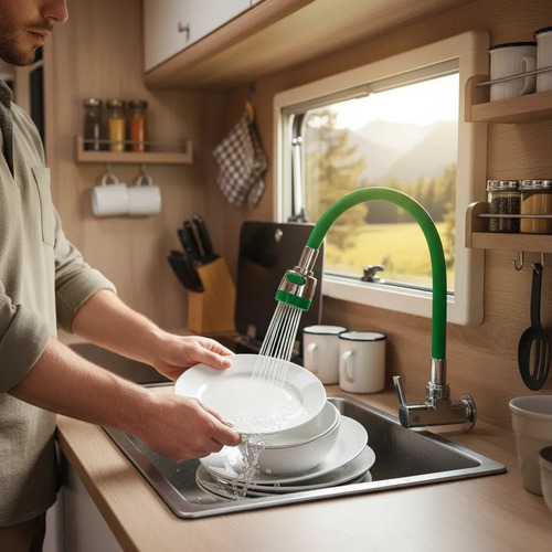 Grifería Solo Agua Fría Flexible Cocina Motorhome Mesada