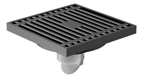 Rejilla Piso Sifonada 10x10 Metal Negro Mate Desagüe